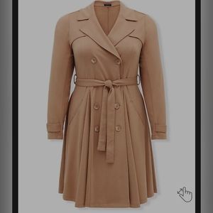 Torrid Brushed Ponte Trench Coat NWT 22/24 3X Winter Christmas
